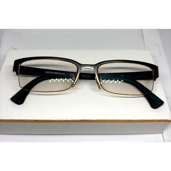 Emporio Armani Rectangular Semi-Rimless Eyeglass Frames EA1033 3003 53mm Case - Picture 8 of 8